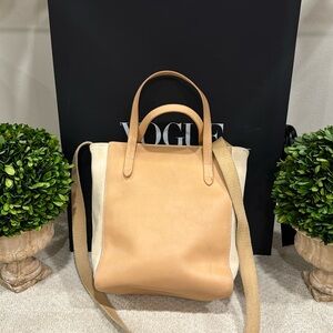 Gap neutral leather and canvas bag